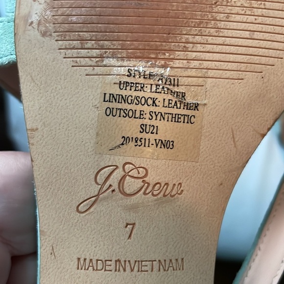 J. Crew Seafoam Green Suede Leather Strappy Heeled Sandals size 7 - Picture 10 of 16